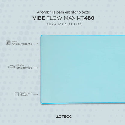Alfombrilla para Escritorio Vibe Flow MAX MT480 / Superficie Suave Acabado de Tela y Base Antideslizante + 90x40cm Gris Claro Advanced Series