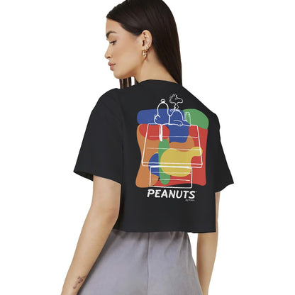 Peanuts Snoopy Collage Playera Casual para Mujer Fit Regular