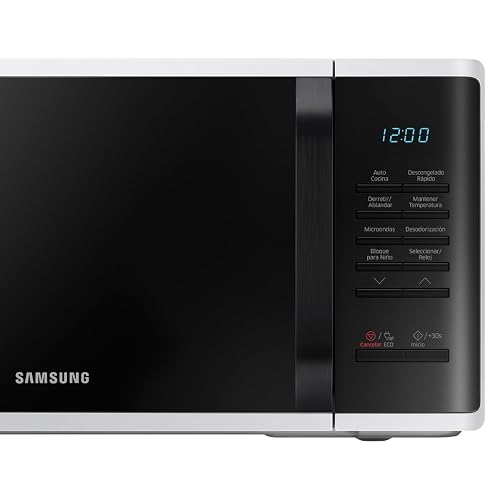 Horno de Microondas Samsung 0.8 Pies, recubrimiento interior en ceramica, modo ECO ahorra consumo de energia, descongelado rapido, blanco, modelo MS23K3513AW/AX