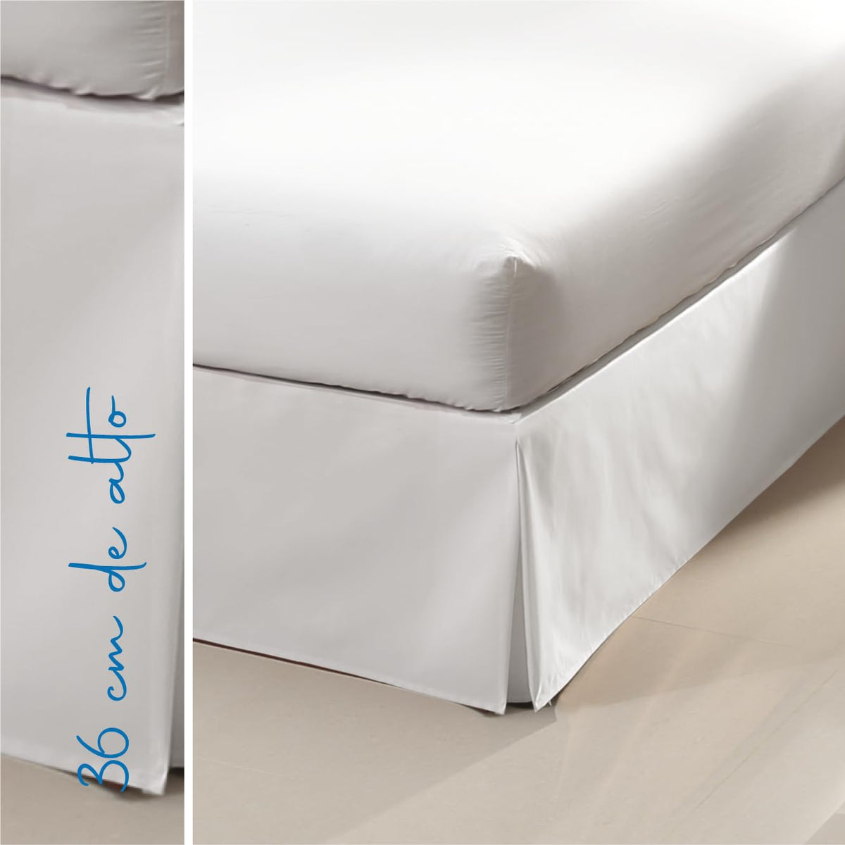 Colchas Concord Rodapié de Cama, Color Blanco, 100% Poliéster, Tamaño Individual, Faldón Decorativo Que Cubre el Box Spring con Acabado Elegante, Cubre Box Spring con Costuras Reforzadas, 1 Pieza