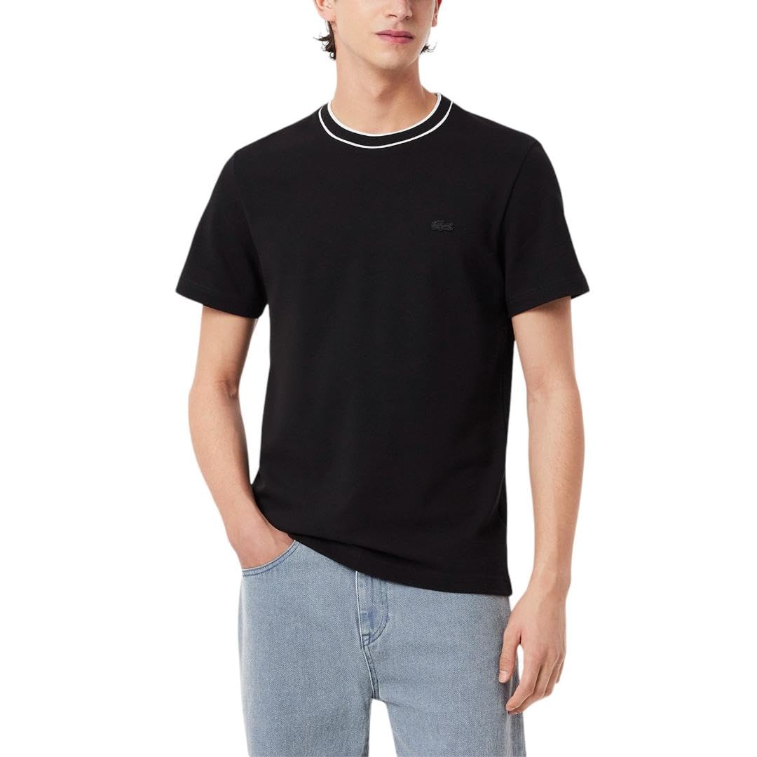 Lacoste - Playera con Cuello de Rayas piqué para Hombre - M - Negro -