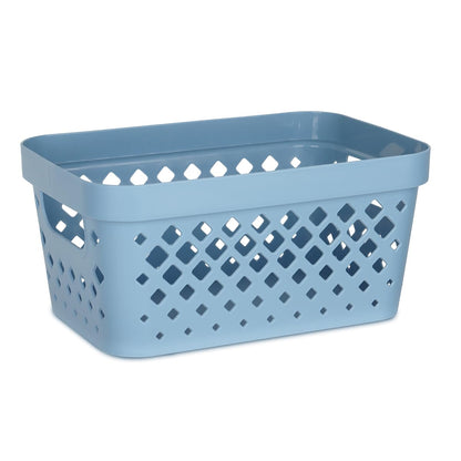 Glad - Juego de 6 cestas de plástico para organizar, almacenamiento de despensa para debajo de la encimera, clóset de lino y baño | Contenedores de estantes anidados con asas, 1 galón, azul marino