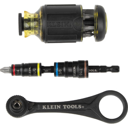 Klein Tools Destornillador Multipunta de Impacto 20 en 1 - Mini kit de 3 piezas
