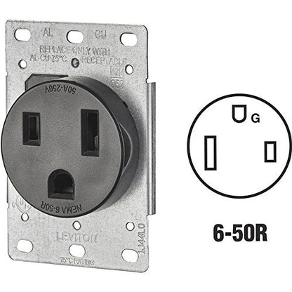 Leviton 05374-S00, Contato sencillo de entrada recta, Grado Industrial, Conexión a tierra, Cableado lateral, 50 A, 250 V