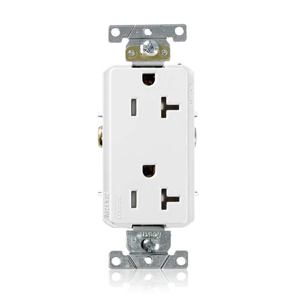 Leviton TDR20-00W Receptáculo Dúplex Tamper Resistant, Grado Comercial-Industrial, 20A, 125V, Decora Plus, color Blanco