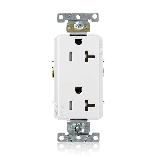 Leviton TDR20-00W Receptáculo Dúplex Tamper Resistant, Grado Comercial-Industrial, 20A, 125V, Decora Plus, color Blanco