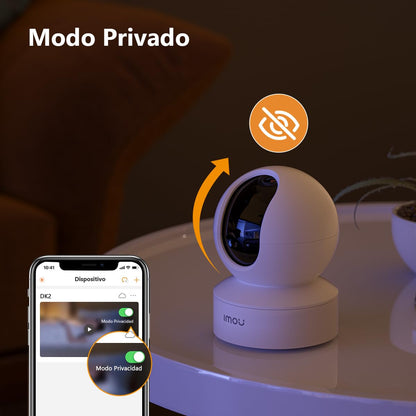Imou IPC-DK2N Cámara de Seguridad Interior WiFi 2.4GHz con Detección Humana, Visión Nocturna Infrarroja, Alarma Sonora y Audio Bidireccional, Blanco Vigilancia Cámara