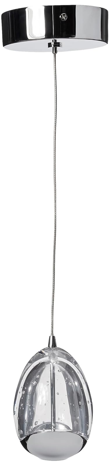 Tecnolite Lámpara Colgante de Cristal Redondo LED 1.20 m de Altura, 6 W, Luz Suave Cálida, Atenuable, LED integrado
