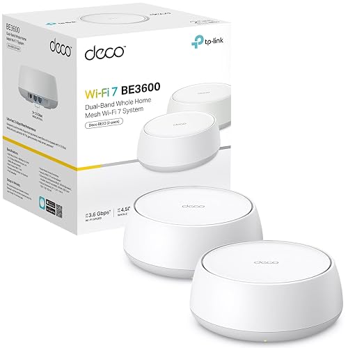 TP-Link Deco BE22(2-Pack) Router Mesh WiFi7 BE3600 Cobertura 420m² - Doble Banda 3.6 Gbps - 2 Puertos Gigabit - Roaming IA para Moverte Sin Perder Conexión - App Deco - Conecta 150 Dispositivos