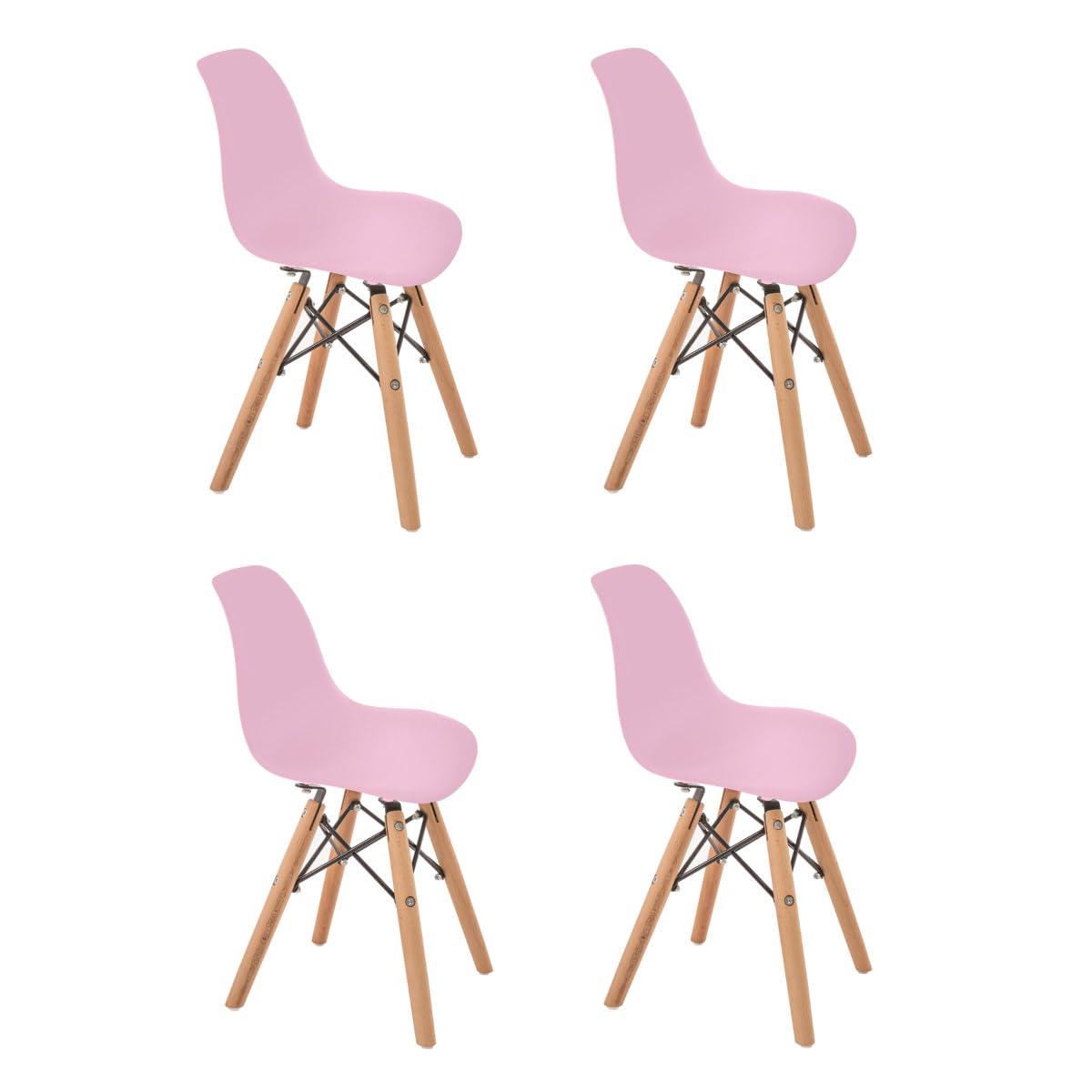 DUDUK 4 sillas Eames: Set de 4 sillas para niños y niñas Modernas (Blancas, Grises y Rosas)