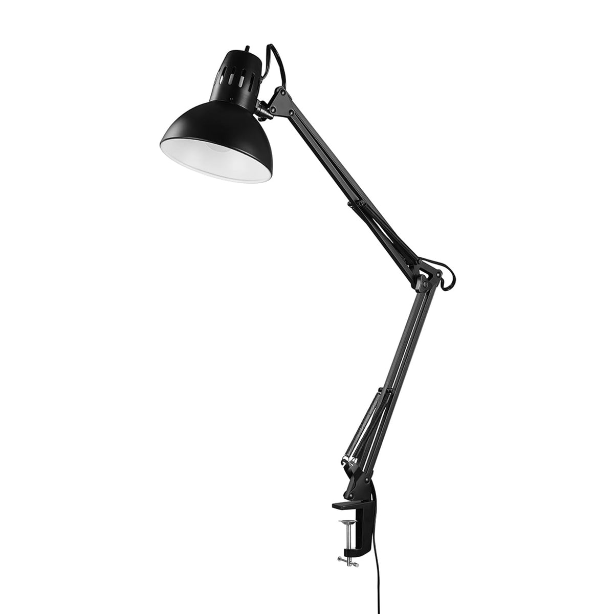 Globe Electric 56963 32 inch Swing Arm Desk Lamp with Metal Clamp, Black Finish