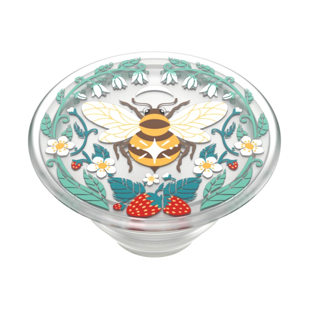 PopSockets Agarre para teléfono a Base de Plantas con Soporte expandible, PopSockets ecológicos para teléfono, Abeja translúcida Boho