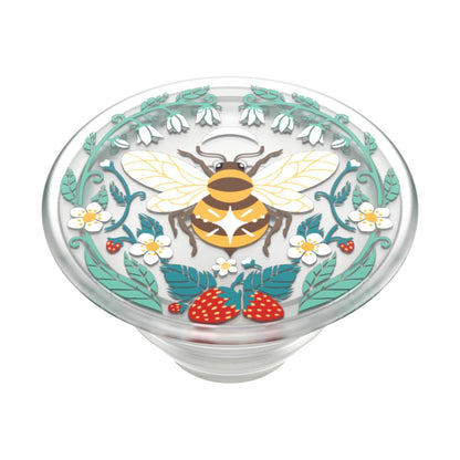 PopSockets Agarre para teléfono a Base de Plantas con Soporte expandible, PopSockets ecológicos para teléfono, Abeja translúcida Boho