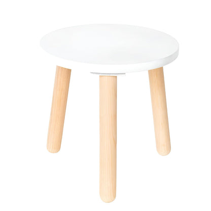 Duduk Banco de Madera Circular para Niños - Largo: 30 cm Ancho: 30 cm Alto: 30 cm - Blanco