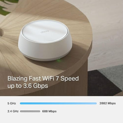 TP-Link Deco BE22(1-Pack) Router Mesh WiFi7 BE3600 Cobertura 230m² - Doble Banda 3.6 Gbps - 2 Puertos Gigabit - Roaming IA para Moverte Sin Perder Conexión - App Deco - Conecta 150 Dispositivos