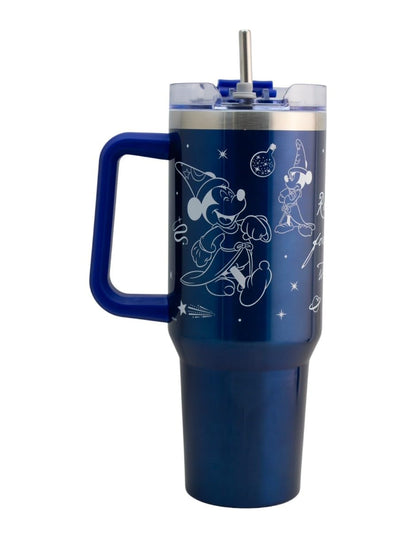 Funkids - Termo alto doble pared Mickey Mouse FANTASIA con tapa hermetica, asa y popote 1.2L.