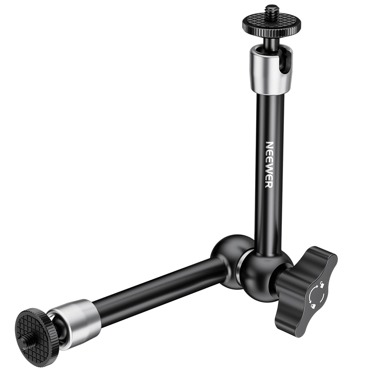 NEEWER Brazo Mágico 9,8"/25cm, Brazo Articulado de Fricción Aleación de Aluminio con Tornillos 1/4" y Cabezales de Bola 360° para Jaula de Cámara, Monitor, Luz Video LED, Flash, Cámara de Acción,ST08