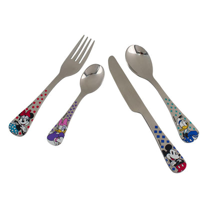 Ambient 21 1747-22 Juegos de Cubiertos Infantiles de Acero Inoxidable para Niños, 4 piezas, Set Cubiertos Diseño Mickey & Friends, Colección Disney Clásicos con Caja de Regalo