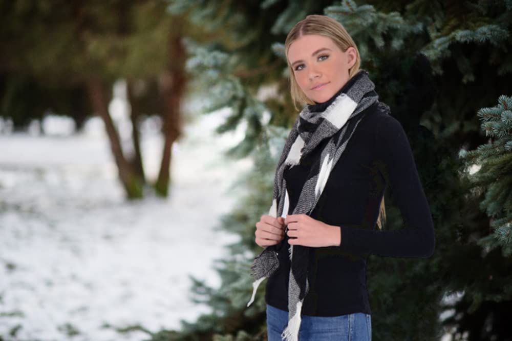 Market & Layne Plaid Blanket Scarf Winter Warm Fall Scarfs for Women, Lightweight Woven Soft Oversized Stylish Tartan Shawl Wraps Bandana Mujeres