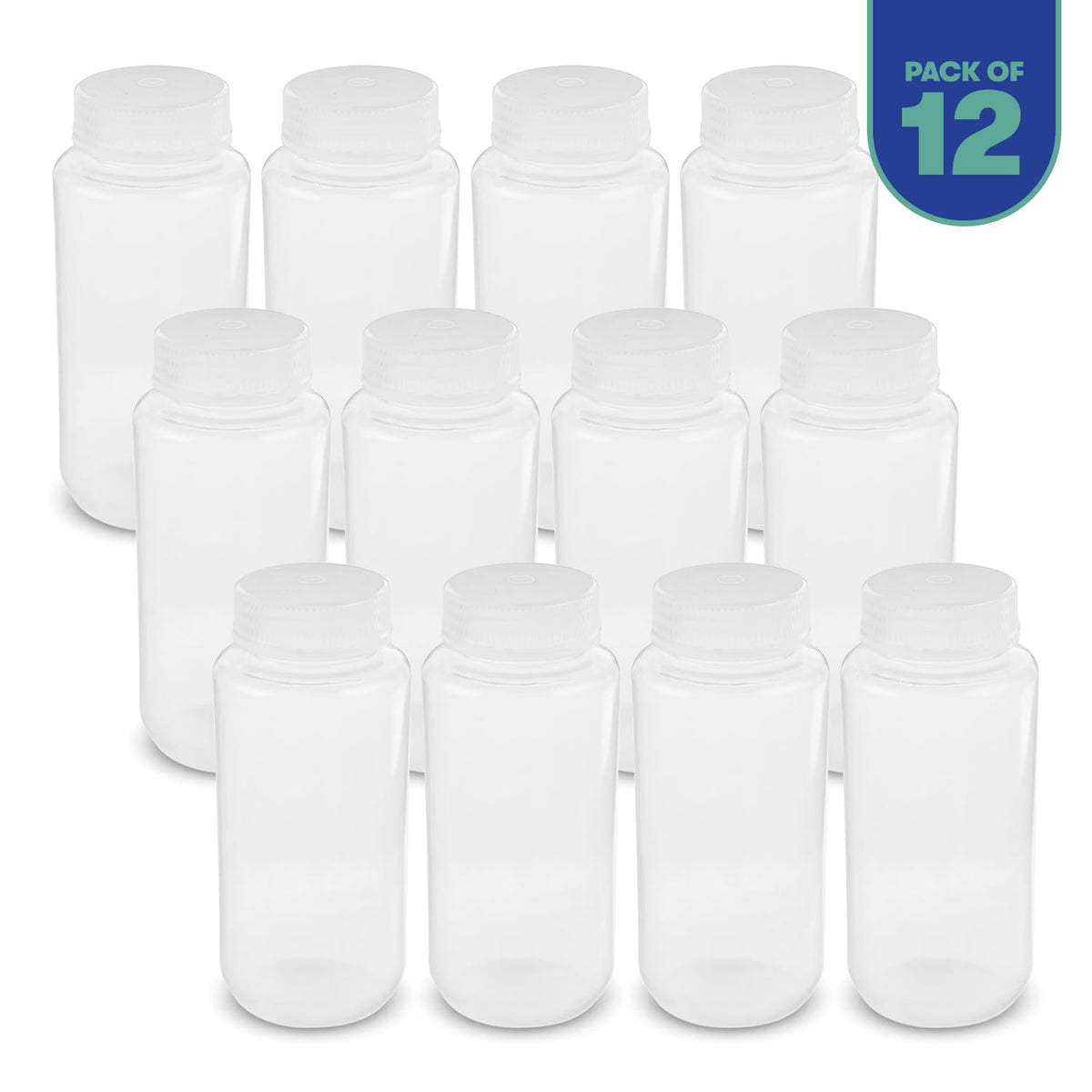 United Scientific Botella de Reactivo de Boca Ancha Polipropileno 500 ml Paquete 12