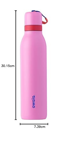 Owala FreeSip Twist - Botella de agua de acero inoxidable con popote para deportes y viajes, sin BPA, 24 onzas, ponche de frutas