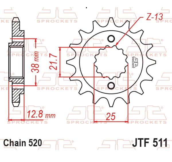 JT Sprockets JTF511.16RB Piñón Delantero Acolchado de Goma, 16 Dientes