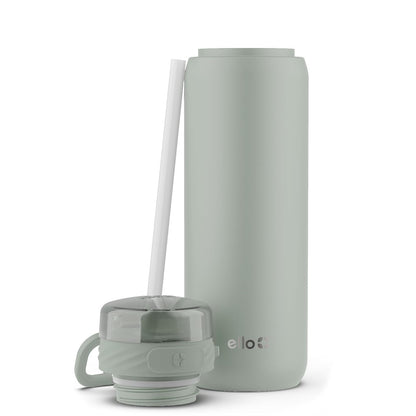 Ello Cooper - Botella de agua de acero inoxidable de 22 onzas con popote y asa de transporte, doble pared y metal aislado al aspiradora, tapa de bloqueo a prueba de fugas con boquilla de silicona