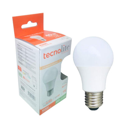 Tecnolite - Paquete de 10 Focos LED A19, Iluminación Interior, 5 Watts, 450 lumens y 3,000 Kelvin, Luz Cálida, Ahorrador de Energía Eléctrica