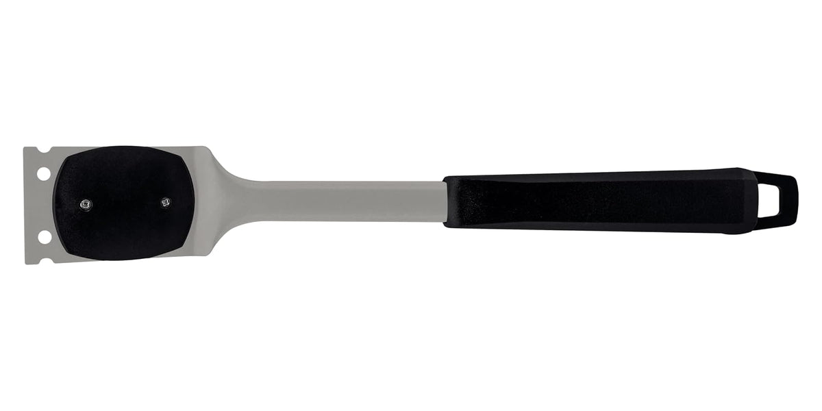 Tramontina - Cepillo para Limpiar Parrillas Churrasco Black, de Acero Inoxidale y con Mango de Polipropileno Negro, Cuidado del Grill, con Raspador, Tamaño de 40,2 cm