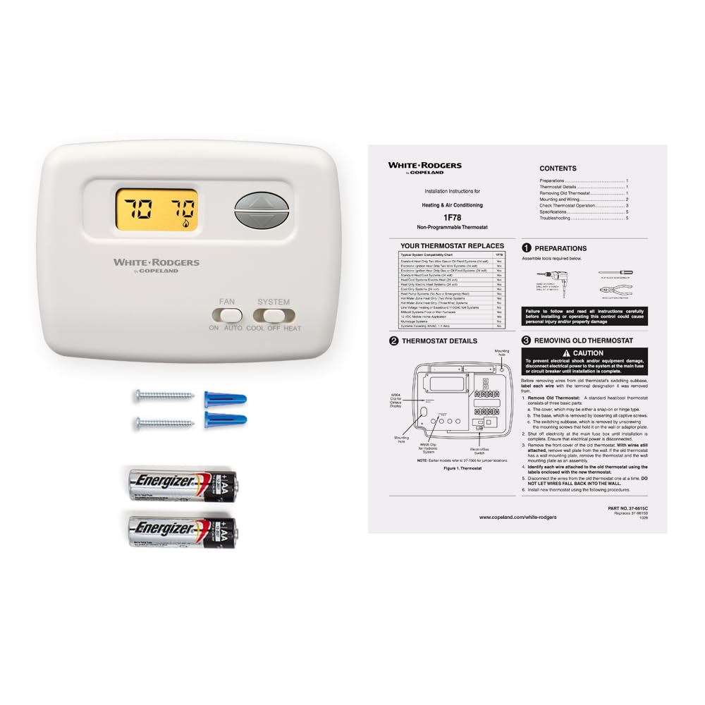 Emerson 1F78-144 Termostato digital de calor/frío, blanco
