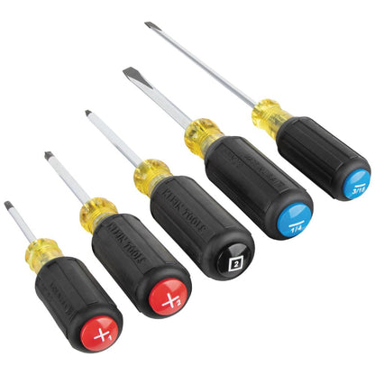 Klein Tools 80031C Juego de destornilladores codificados por colores, fabricado en Estados Unidos, con puntas de precisión, asas de agarre cojín, 2 ranuradas, 2 Phillips, 1 cuadrado, ideal para