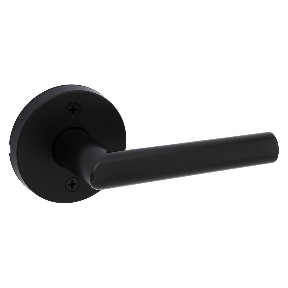 Kwikset Milan Manija de Puerta con Cerradura, Níquel Satinado - Mate negro - Maniquí (no funcional)