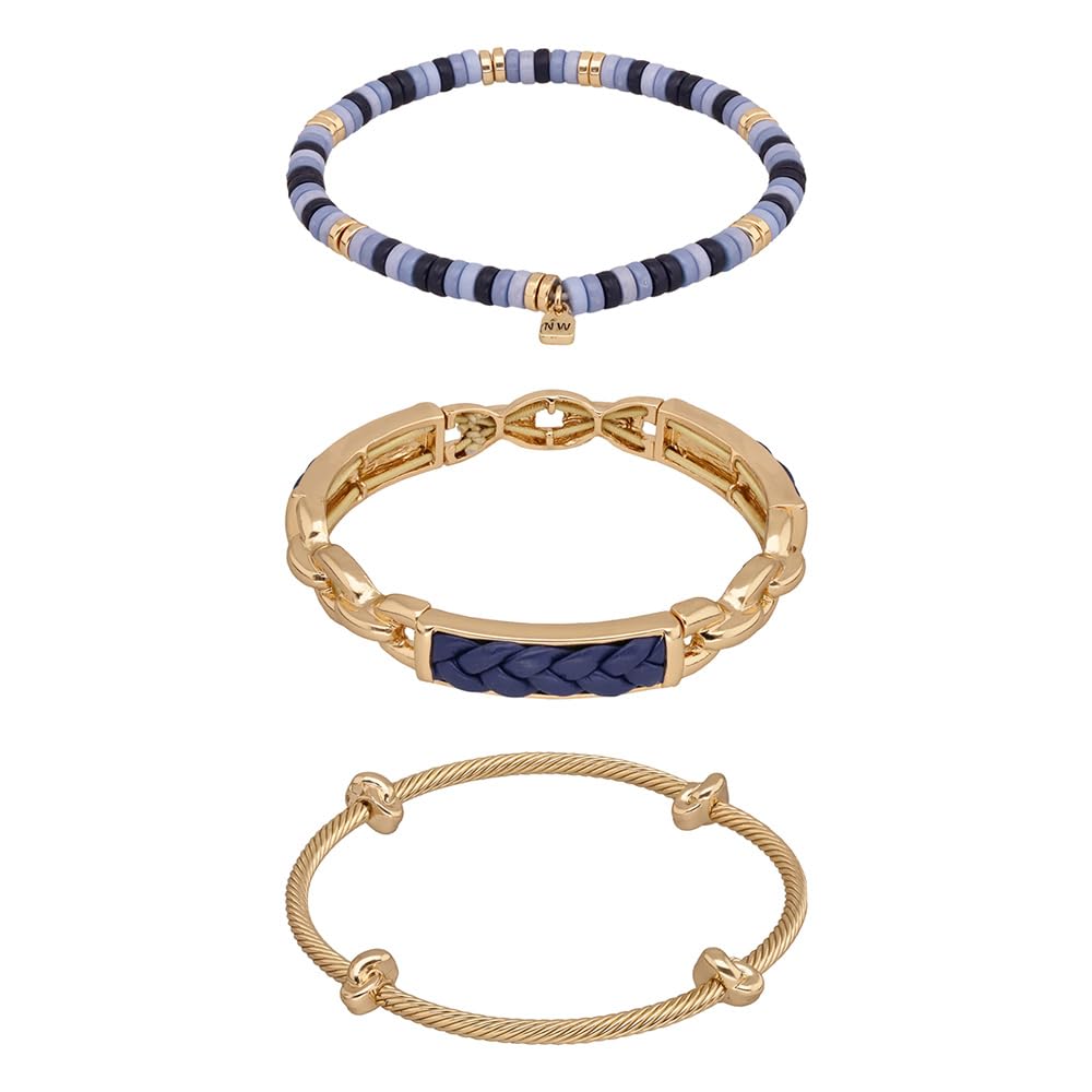 Nine West Box Set Pulsera Dorado Multiniveles para Mujer