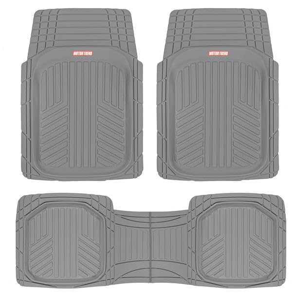 Motor Trend - Tapete de caucho gris OF-933-GR para todo clima (forros Performance Plus de alta resistencia, gruesos, inodoros y para todo tipo de clima), 3 piezas