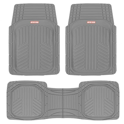Motor Trend - Tapete de caucho gris OF-933-GR para todo clima (forros Performance Plus de alta resistencia, gruesos, inodoros y para todo tipo de clima), 3 piezas