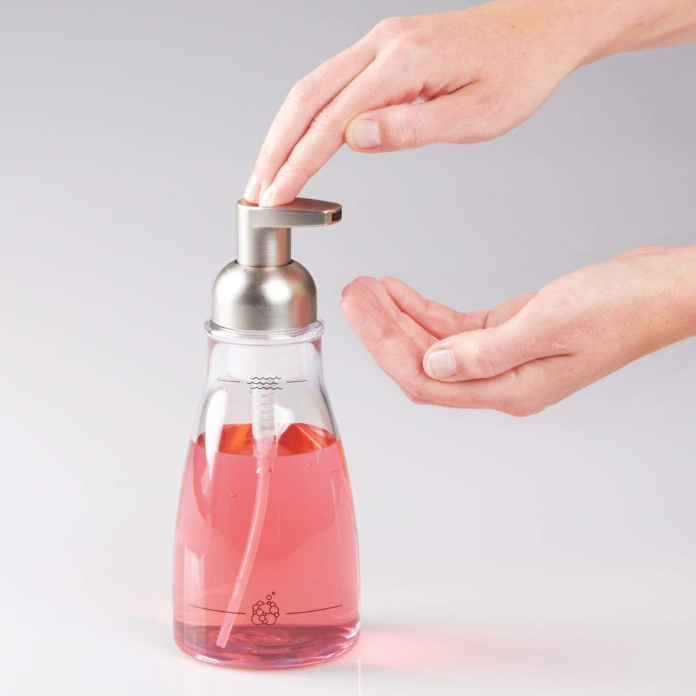 InterDesign Foaming Soap Pump, Clear/Brushed Nickel