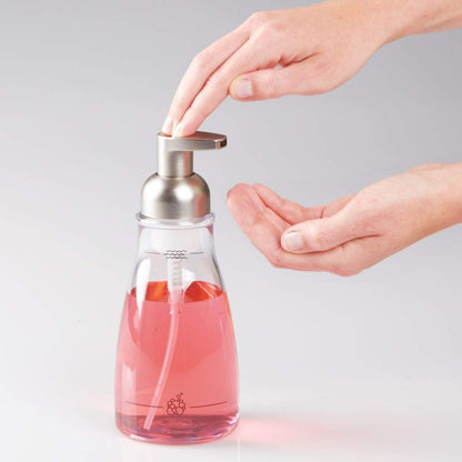 InterDesign Foaming Soap Pump, Clear/Brushed Nickel