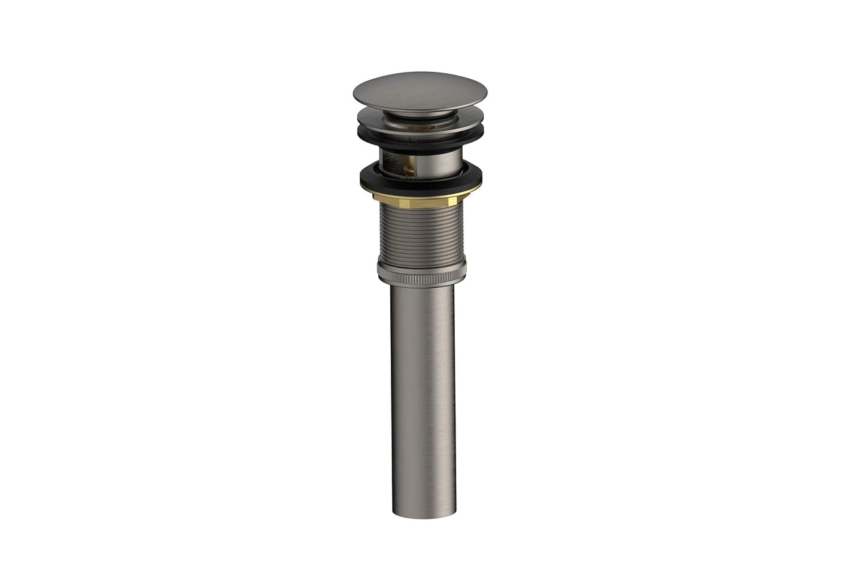Interceramic Desagüe Universal Pop-Up Grande con Rebosadero, de Latón para Máxima Durabilidad y Resistencia a Corrosión, Color Titanio Mate - Titanio Mate - Con rebosadero grande
