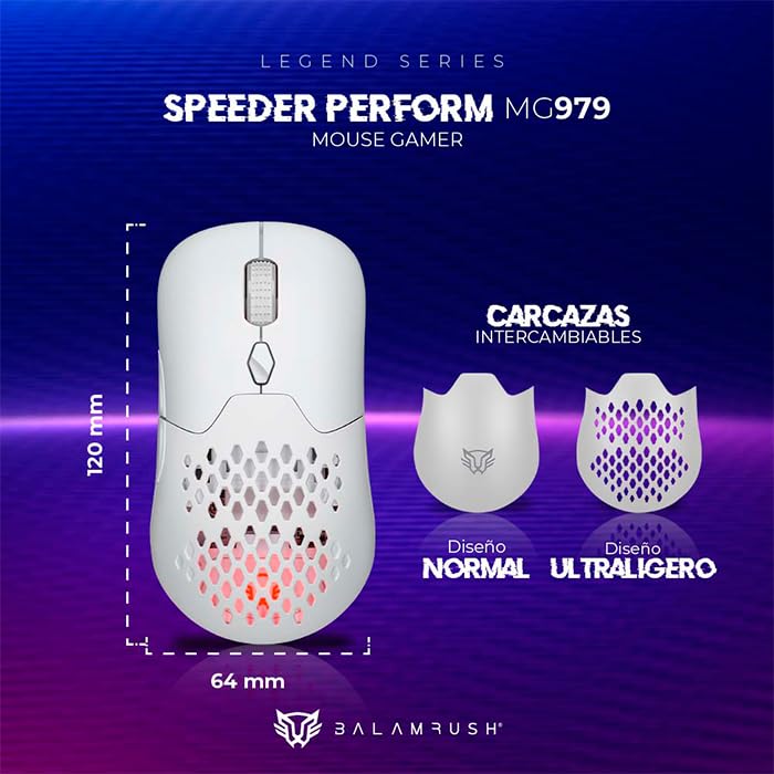 Balam Rush Mouse Gamer Speeder Perform MG979 10000dpi Inalambrico Blanco BR-936859