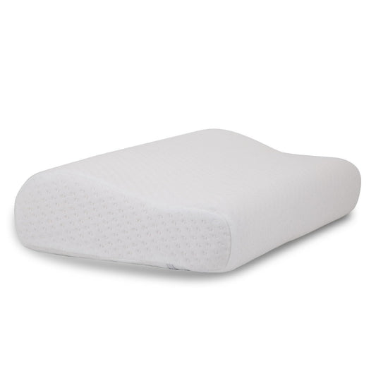 MEMORY FOAM: Almohada en forma Curva Ortopédica, Mantiene la Postura Correcta de Cabeza y Cuello, es de espuma viscoelástica con funda removible de velour para facilitar su lavado. Hipoalergénica.
