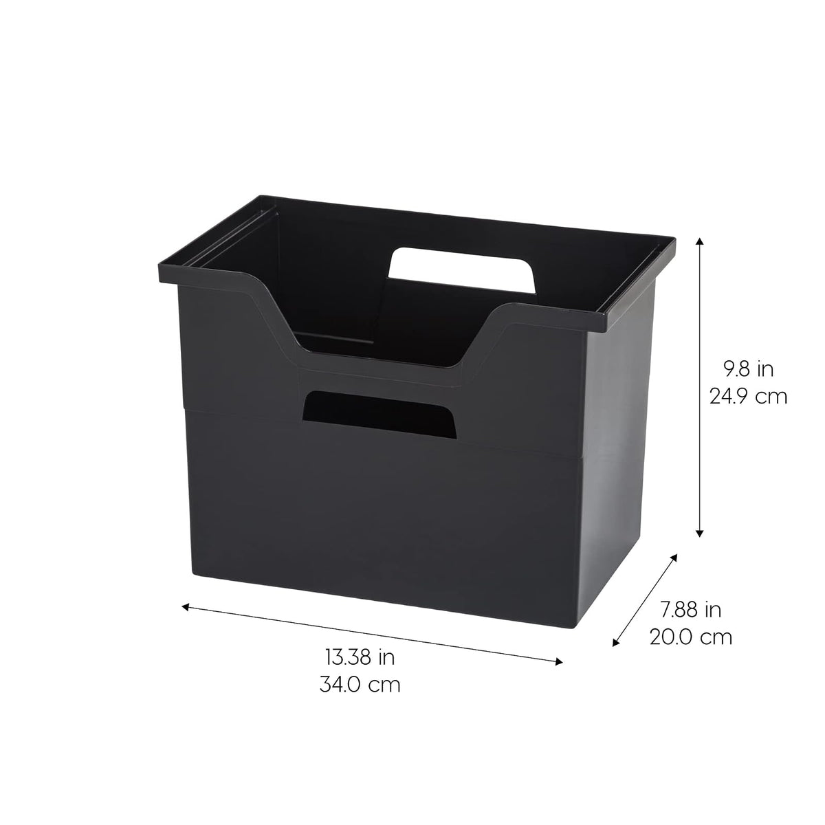 IRIS USA Paquete de 4 Cajas para Archivos de Escritorio, Negro | Organiza documentos, correo, revistas y artículos de oficina con almacenamiento portátil para hogar o escuela