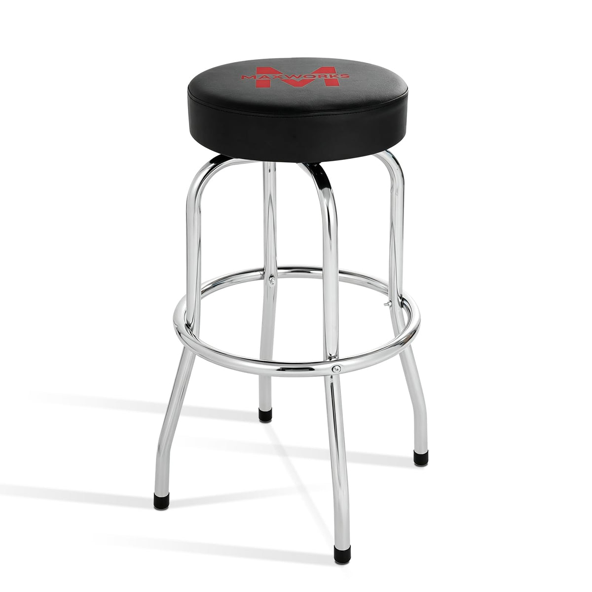MaxWorks 51090 - Taburete de Bar Giratorio, Asiento Acolchado con Patas cromadas, Negro, Capacidad de 300 Libras, 28-1/4 Pulgadas de Alto, Superficie de 14-1/2 Pulgadas de diámetro, Ideal para