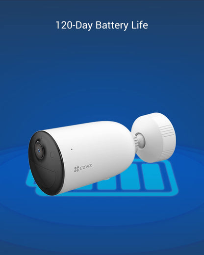 EZVIZ CB3 Cámara IP Inalámbrica con Batería Recargable (Cero Cables), Colores en Oscuridad,2MP, Sirena y Estrobo, Alertas de Audio Personalizable, Uso en Exterior