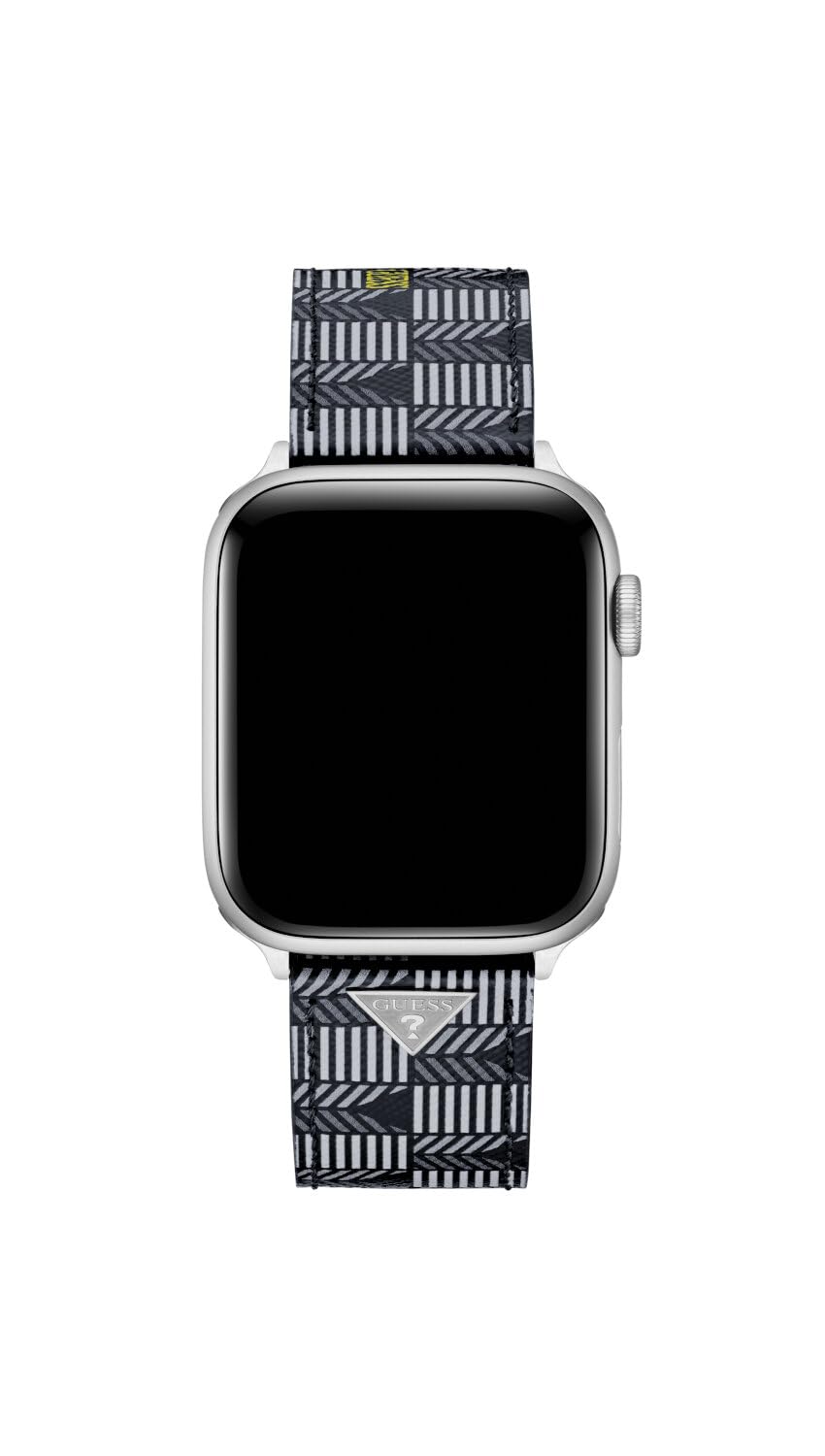 GUESS Correa de reloj inteligente para Caballero compatible con Apple Watch (42MM-44MM) Negro