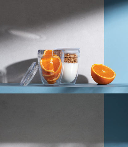 Bodum Vaso de doble pared irrompible con tapa, 2 unidades, Transparente, 10 oz, 1