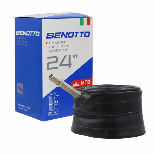 Benotto Cámara 24x2.125 Válvula Americana Roscada para Bicicleta de Montaña