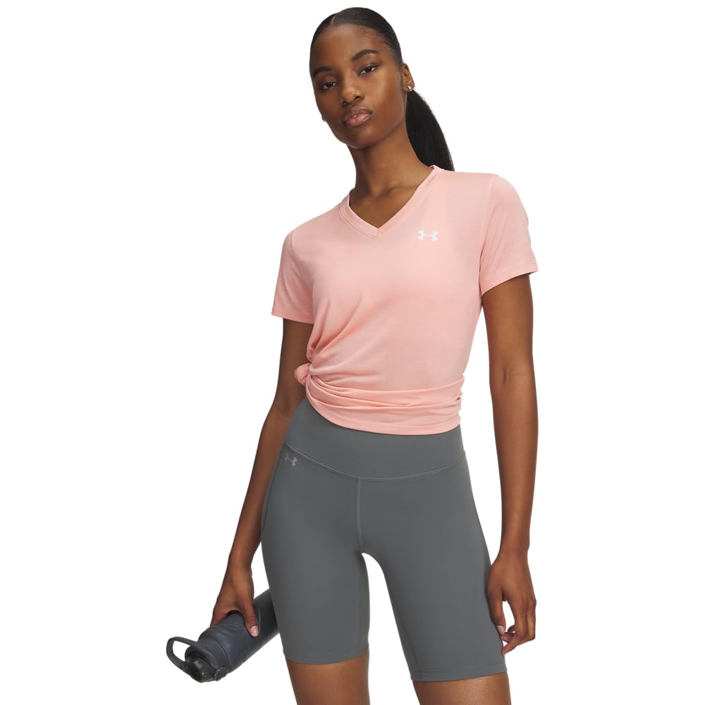 Under Armour Tech Twist Playera Cuello en V Mujer - (603) Posh Pink - White - XS