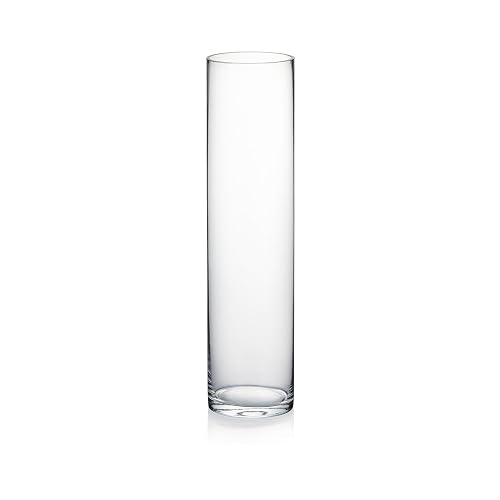 WGVI - Jarrones de Vidrio de Cilindro Transparente de Gran Calidad, Gruesos, 4 Pulgadas de Ancho x 16 Pulgadas de Alto, portavelas flotantes, centros de Mesa de Boda, Eventos, contenedor Floral,