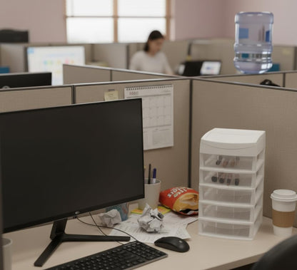 Italhome Cajonera De Plástico, Mini Organizador De Escritorio Multiusos Con 5 Cajones Transparentes Sesia