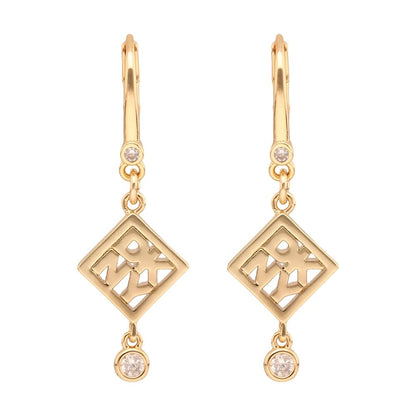 DKNY Aretes Rombo Para Mujer | Dorado, Mediano, 1 par, Colgante Corto, Cierre Gancho Francés
